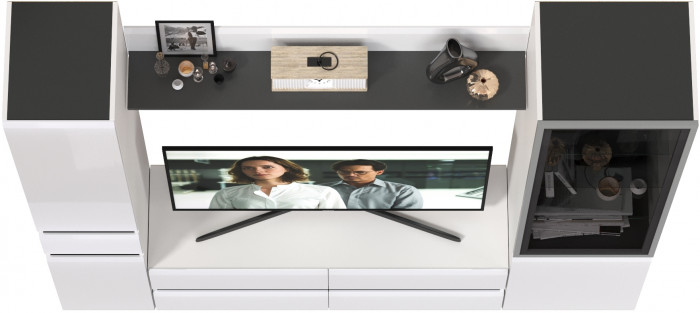 Сидней Комплектация № 054, корпус: белый/чёрный/фасады: МДФ белый глянец