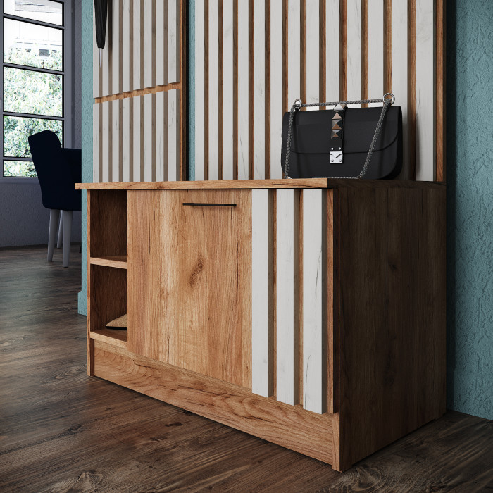 Модульная прихожая Кано, набор 2, Крафт табачный/Крафт белый