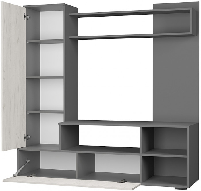 Гостиная "Евро 2" Графит/Дуб крафт белый