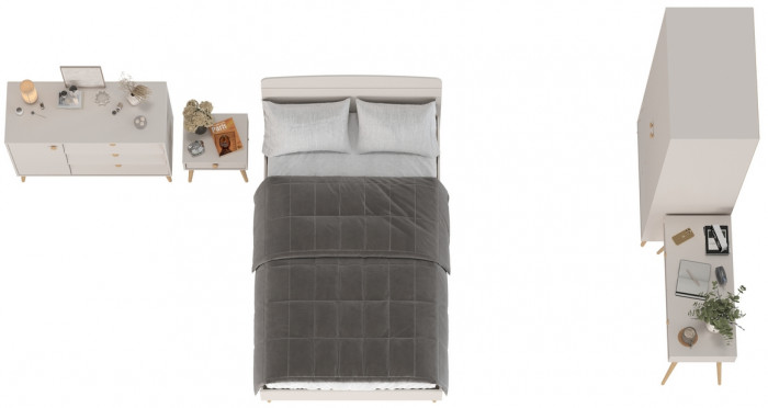 Афина Спальня 25-1200, цвет кашемир серый, сп.м. 1200х2000 мм., б/м, основание есть - фанера