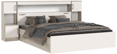 Кровать Бася 1,6м с надстройкой, Крафт серый/Кашемир