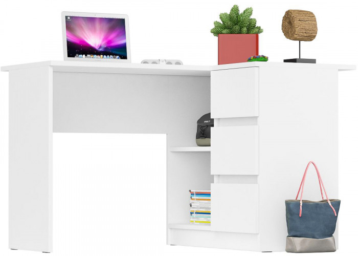 Мори Стол компьютерный МС-16 правый, цвет белый, ШхГхВ 124,4х84,9х76,6 см., выдвижные ящики справа, НЕ универсальная сборка
