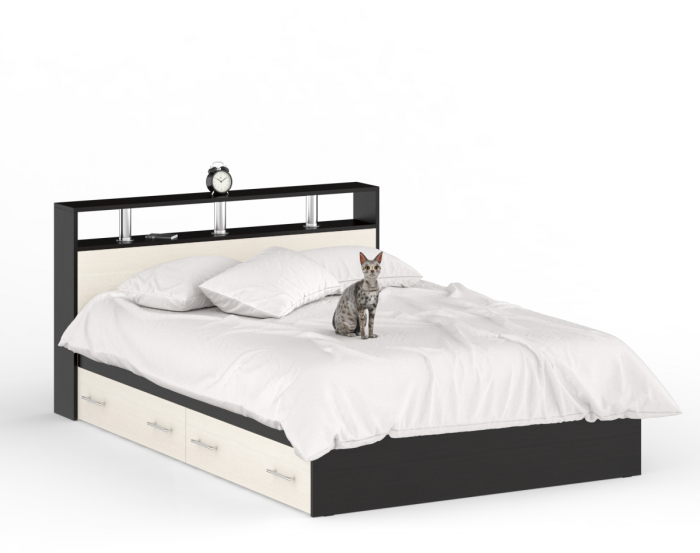 Камелия Кровать с ящиками 1400 + две тумбы, венге/дуб лоредо