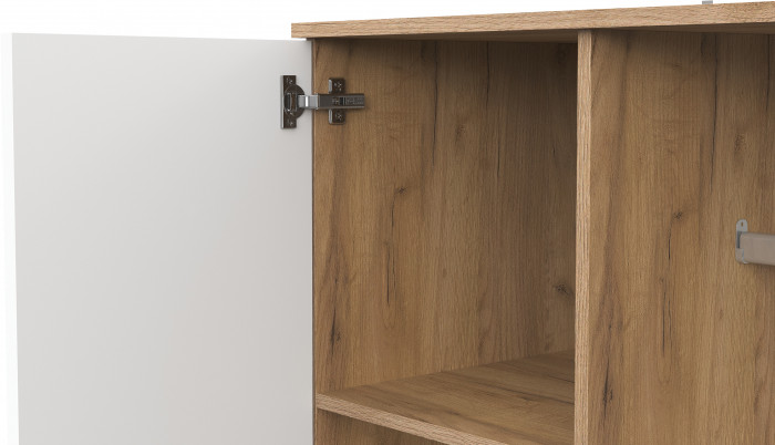 Шкаф трехстворчатый с ящиками Байкал, Дуб Золотой, Белый матовый