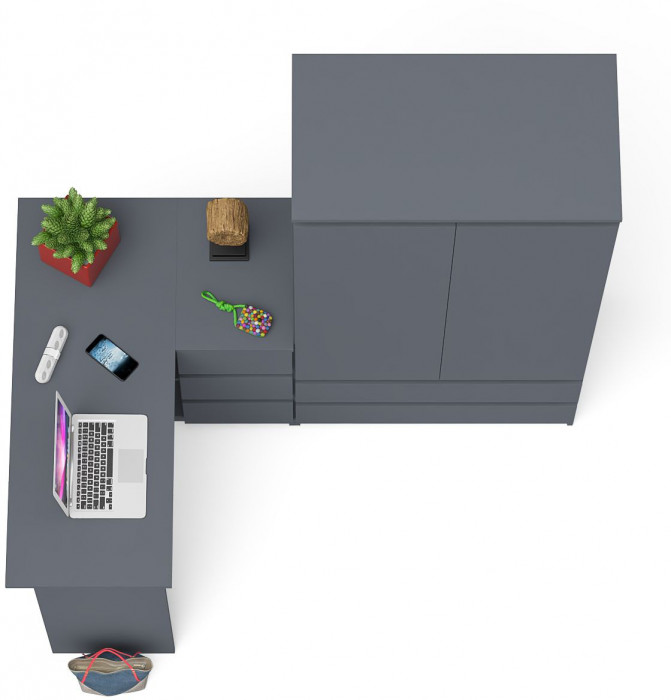 Мори компьютерный стол МС-16 правый + Шкаф МШ900.1, графит