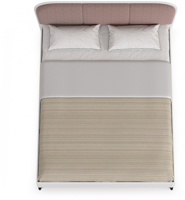 Валенсия Спальня 11.36.02 Кровать БЕЗ ортопеда, цвет ЛДСП белый шагрень/МДФ бел шагрень/ткань велутто 19, ШхГхВ 174х204х103,8 см., 1600х2000, б/м, б/о