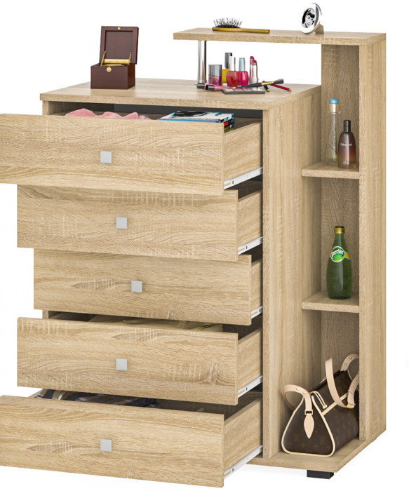 Камелия Комод, цвет дуб сонома, ШхГхВ 80х46,8х107,6 см., НЕ универсальная сборка