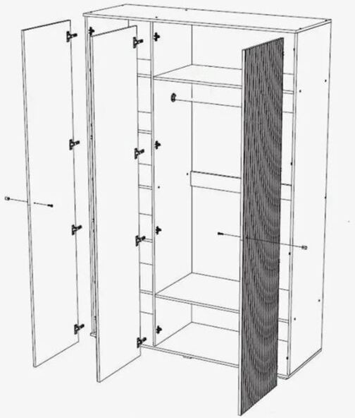 Оливия Шкаф 3-х ств. (Белый, Белый глянец)
