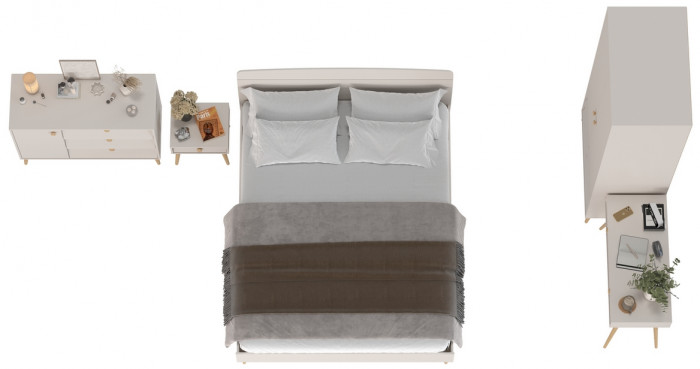 Афина Спальня 25-1600, цвет кашемир серый, сп.м. 1600х2000 мм., б/м, основание есть - фанера