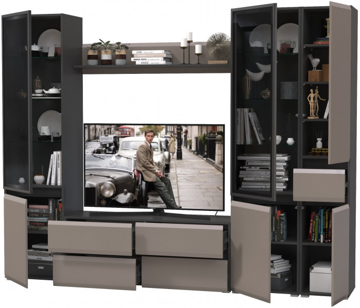 Сидней Комплектация № 056, корпус: антрацит/фасады: МДФ веллюто капучино