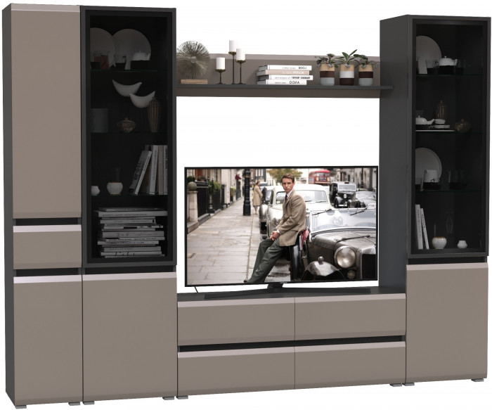 Сидней Комплектация № 056, корпус: антрацит/фасады: МДФ веллюто капучино