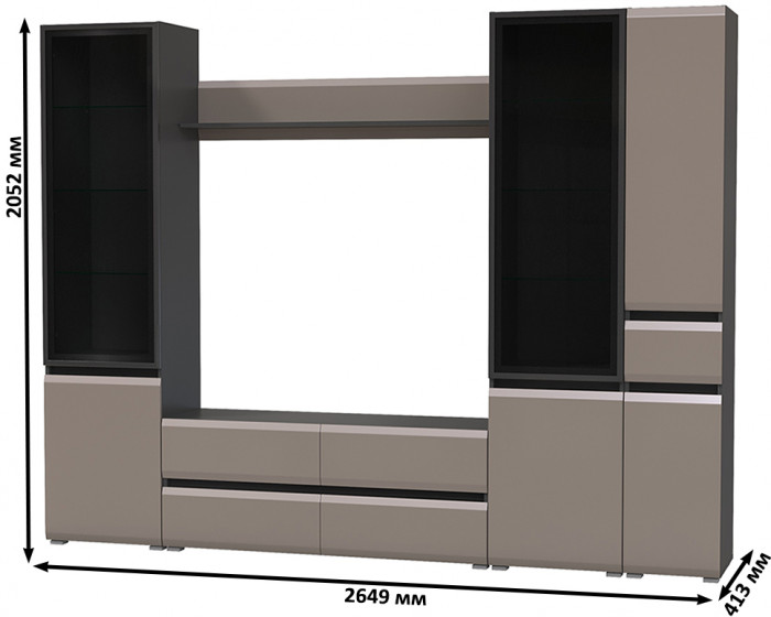 Сидней Комплектация № 056, корпус: антрацит/фасады: МДФ веллюто капучино