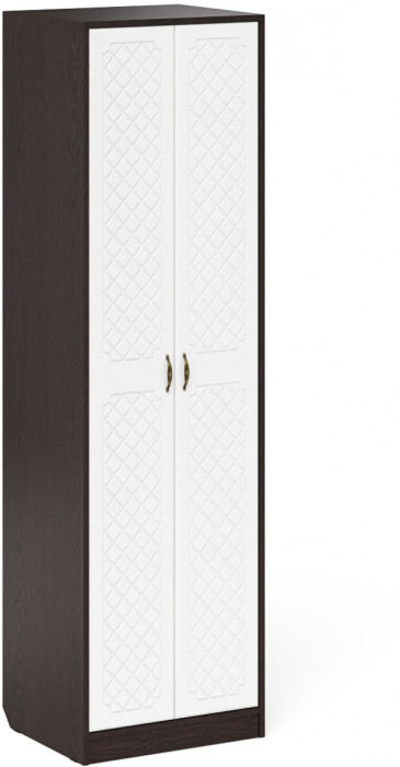 Прихожая П-6 Компоновка № 17, цвет венге/фасады МДФ белое дерево фрезеровка ромб, ШхГхВ 110х50х210 см., универсальная сборка