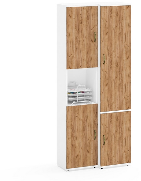 Лидер-8 Модуль Пенал + Пенал МД 22Б, белый шагрень/крафт золото