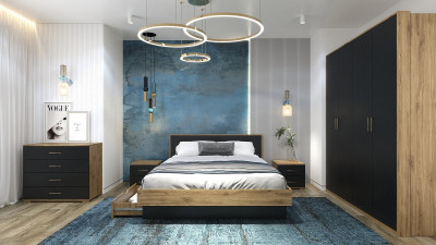 Модульная спальная комната "Мишель" - Дуб наварра/Антрацит