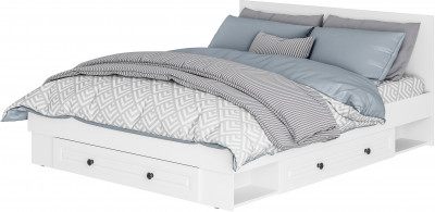 Кровать с проложками ДСП и ящиками Софт КР-16 (1,6), Белый