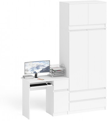 Мори компьютерный стол МС-1 правый + Шкаф МШ900.1 + Антресоль МА900.1, белый