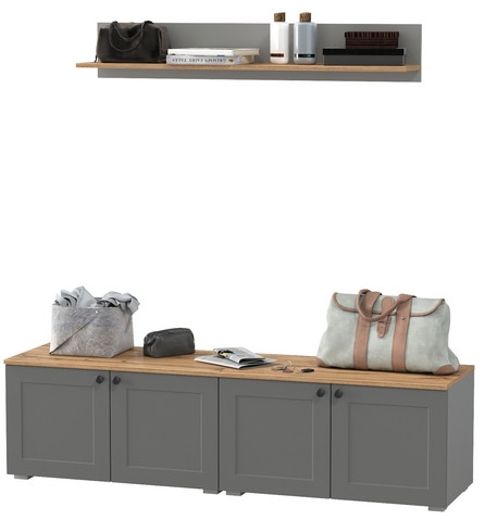 Остин Прихожая 64, серый графит/дуб крафт золотой