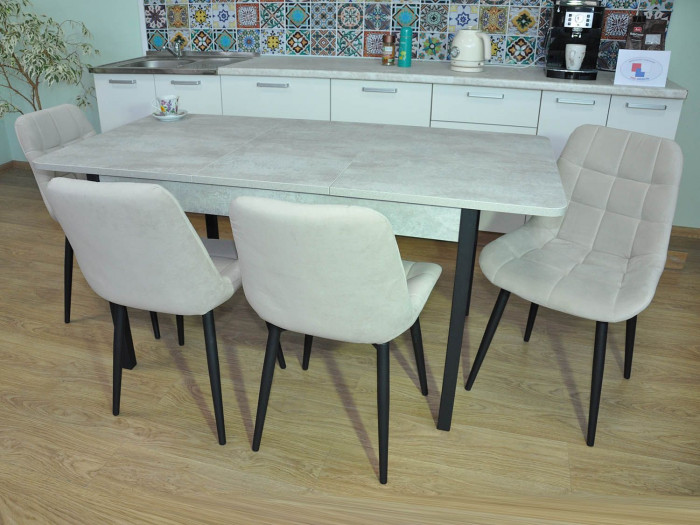 Обеденная группа Сканд-2 / Стул Р 4 шт. / Цемент светлый/черный / бид 01