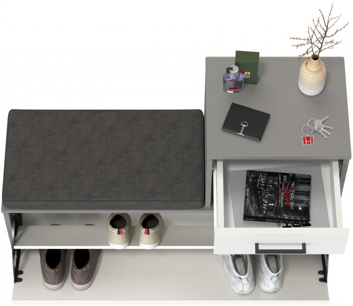 Лира ГК 2-0714граф/бел Тумба под обувь, цвет графит/белый, ШхГхВ 100х33х75,5 см., универсальная сборка