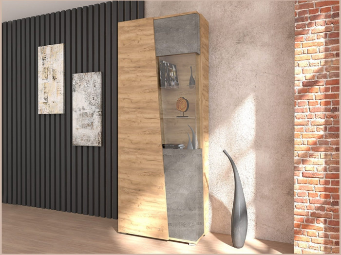 Модульная Гостиная Аллегро 10 №1 (Камень Темный/Дуб крафт золотой)