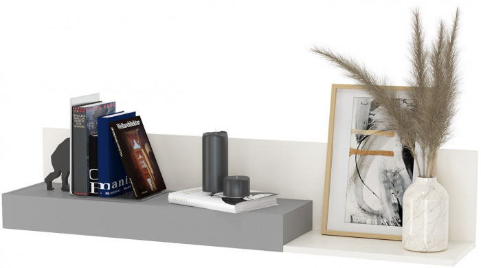 Торонто 12.149 Стол + 16.475 Полка, белый шагрень/стальной серый