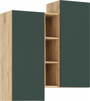 Флэш Шкаф подвесной комбинированный (Браш Мени Грин, Дуб Крафт)