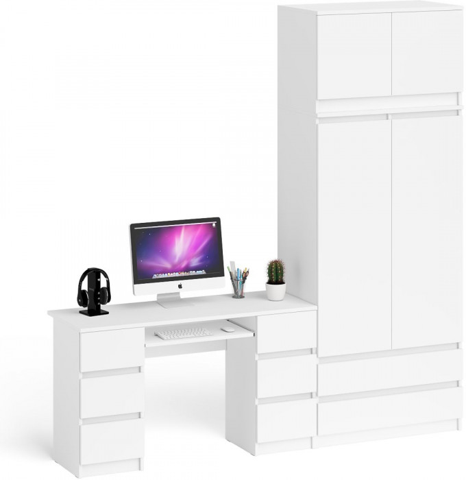 Мори компьютерный стол МС-2 + Шкаф МШ900.1 + Антресоль МА900.1, белый