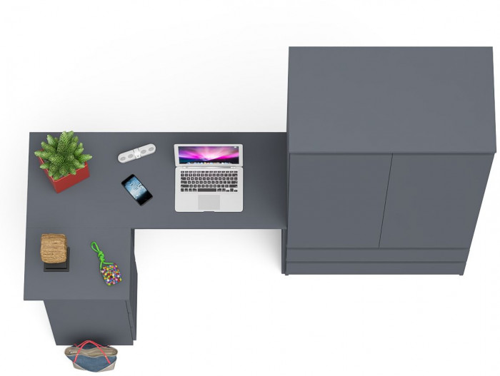 Мори Стол компьютерный МС-16 левый + Шкаф МШ900.1, цвет графит, ШхГхВ 214,8х84,9х179,6 см., выдвижные ящики слева, НЕ универсальная сборка