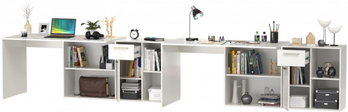 Лайт письменный стол 03.245F + 03.245F, белый шагрень