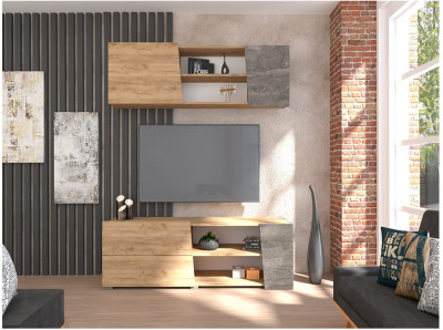 Модульная Гостиная Аллегро 10 №2 (Камень Темный/Дуб крафт золотой)