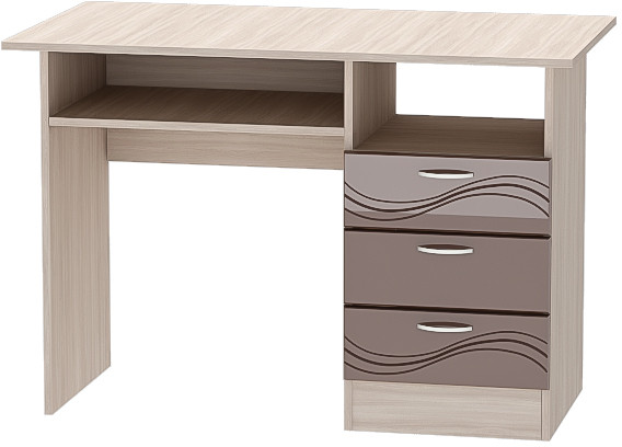 Бриз МДФ Стол письменный (Волна/Ясень шимо светлый/Шоколад)