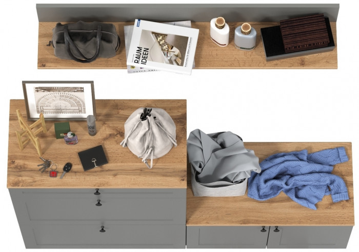 Остин Прихожая 65, серый графит/дуб крафт золотой