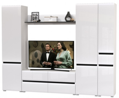 Сидней Комплектация № 057, корпус: белый/чёрный/фасады: МДФ белый глянец