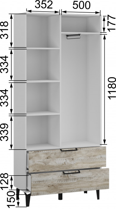 Чикаго Шкаф универсальный ЧШ-30, Дуб юкон/Белый