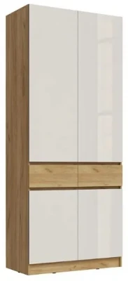 Шкаф 2-х створчатый Артек, Белый глянец/Дуб крафт золотой