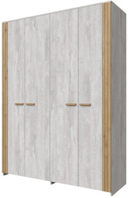 Шкаф для одежды 4-х дверный "Каен" - Ледяное дерево/Артизан