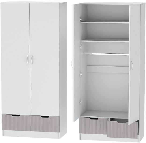 Детская комната Бриз МДФ, набор 9, Белый/Ирис (Полосы)