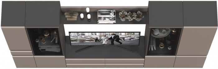 Сидней Комплектация № 058, корпус: антрацит/фасады: МДФ веллюто капучино