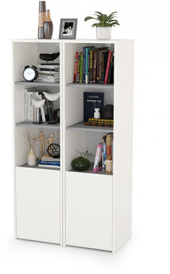 Торонто 13.13 Шкаф комбинированный + 13.13 Шкаф комбинированный, белый шагрень/стальной серый