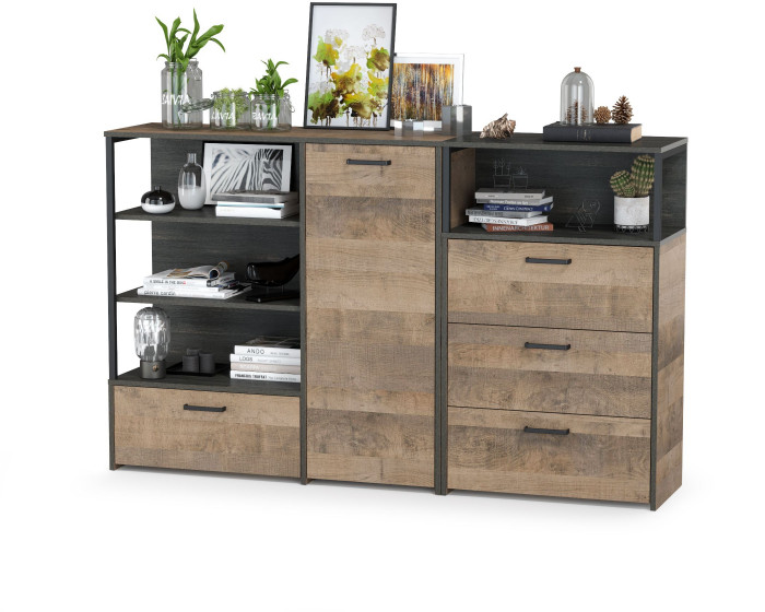 Трувор 13.307.01 Комод + 13.307.02 Комод с ящиками, дуб гранж песочный/интра