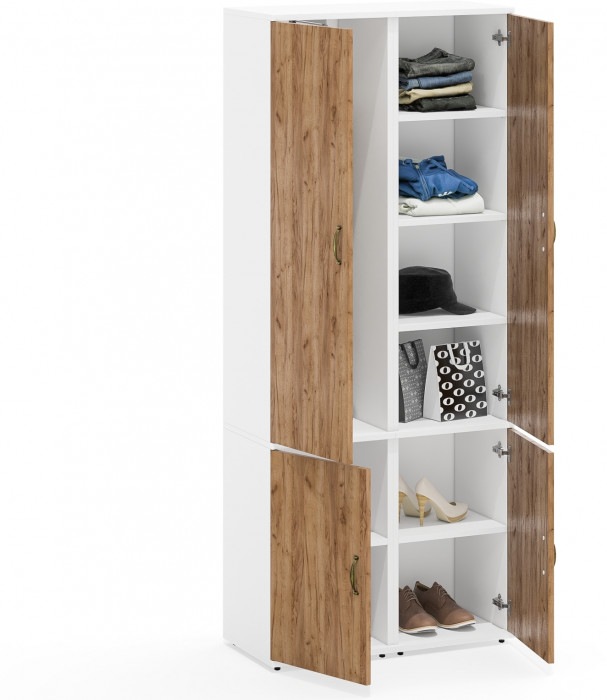 Лидер-8 Модуль Пенал МД 21Б + Пенал МД 22Б, белый шагрень/крафт золото