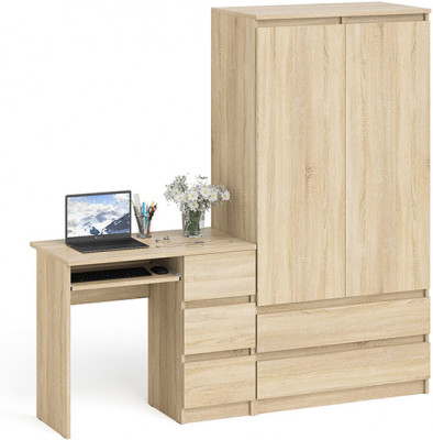 Мори компьютерный стол МС-6 правый + Шкаф МШ900.1, дуб сонома