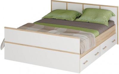 "Сакура" кровать 1,6м ЛИТ (1750х860х2034) дуб сонома/белый