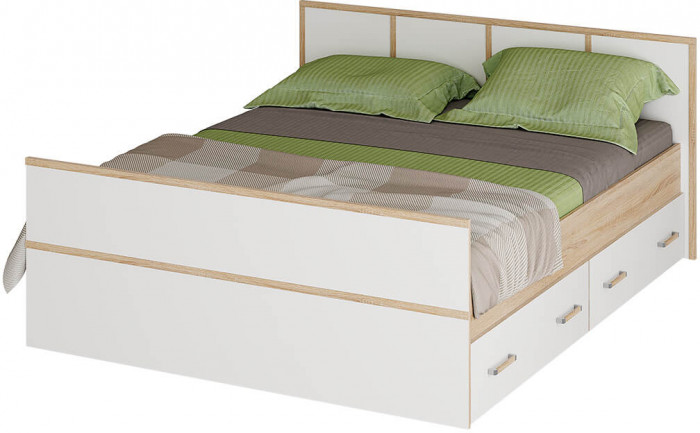 "Сакура" кровать 1,6м ЛИТ (1750х860х2034) дуб сонома/белый