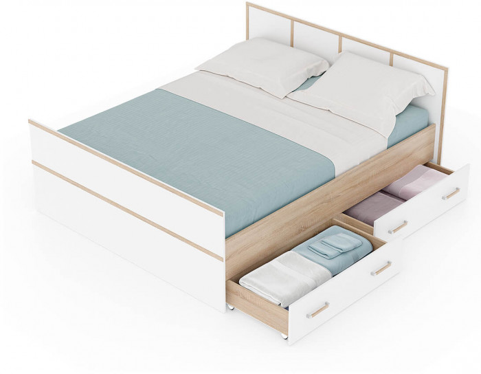 "Сакура" кровать 1,6м ЛИТ (1750х860х2034) дуб сонома/белый