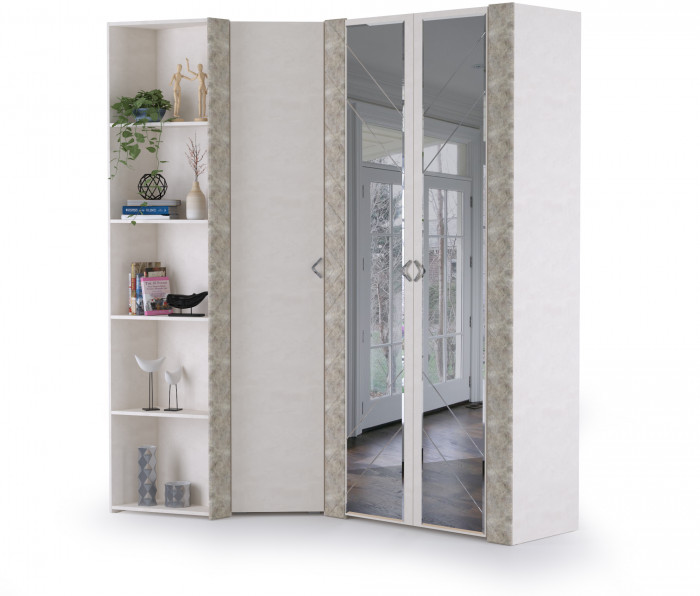 Амели Набор шкафов 2 13.140 + 13.131 + 13.133, цвет шёлковый камень/бетон чикаго беж, ШхГхВ 121,1х189,3х230 см.