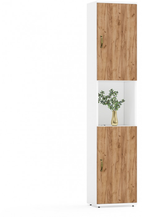 Лидер-8 Пенал 2 шт., цвет белый шагрень/крафт золото, ШхГхВ 80х30х190 см., универсальная сборка