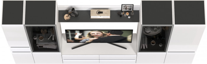 Сидней Комплектация № 058, корпус: белый/чёрный/фасады: МДФ белый глянец