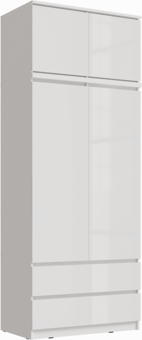 Челси Шкаф 2-х створчатый комбинированный + антресоль к шкафу 900 (Белый глянец, Дуб Сонома)